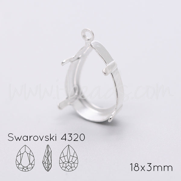 pendant setting for Swarovski 4320 18x13mm silver plated (1)