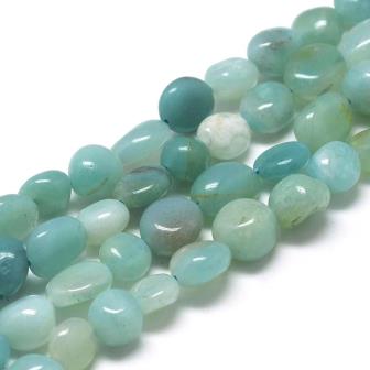 Nuggets beads Natural Amazonite Beads 8-12mm hole 0.8mm (1 strand)