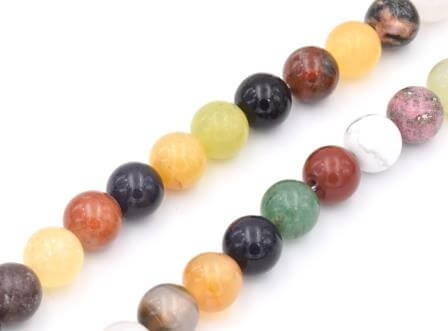 Buy Mixed gemstones round beads 10mm strand (1)