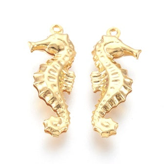 Hippocampus Charm Stainless Steel, 26.5mm Gold (1)