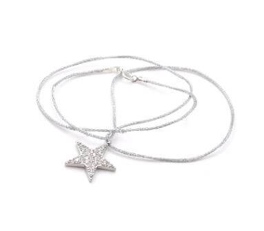 Star pendant in Alloy with tiny Zirconia Platinum 16mm-hole:1mm (1)