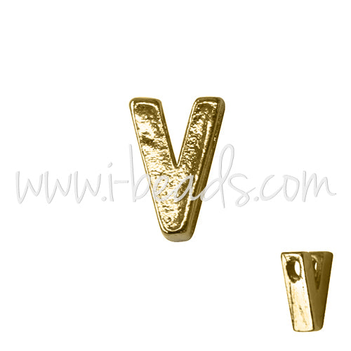 Buy Letter bead V gold plated 7x6mm (1)