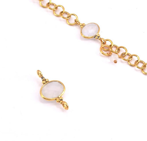 Connector oval Moonstone Set with silver 925 gold plated 8x6mm (1)