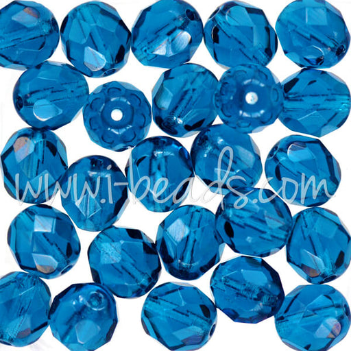 Buy Czech fire-polished beads capri blue 8mm (25)