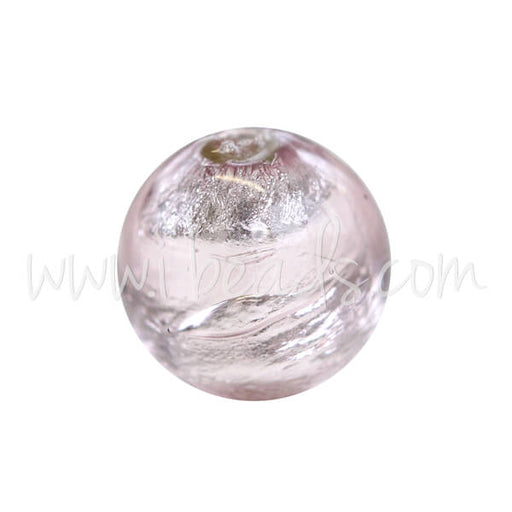 Murano bead round amethyst and silver 8mm (1)