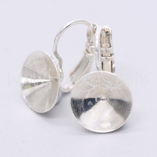 Cupped earring setting for Swarovski 1122 Rivoli SS47 silver plated (2)