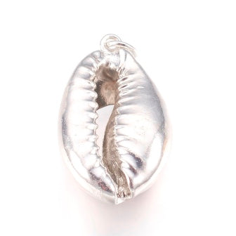 Buy COWRIE shell silver plated 20-30x12-18mm hole 3mm ( sold per 1 unit)