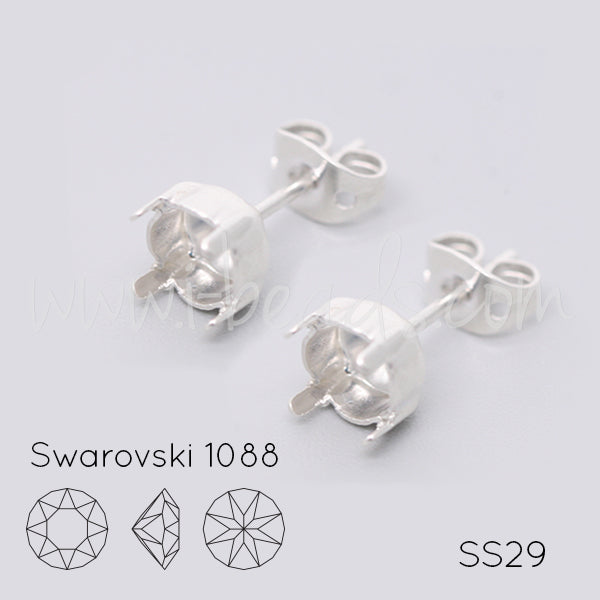 Stud earring setting for Swarovski 1088 SS29 silver plated (2)