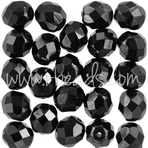 Buy Czech fire-polished beads jet 8mm (25)