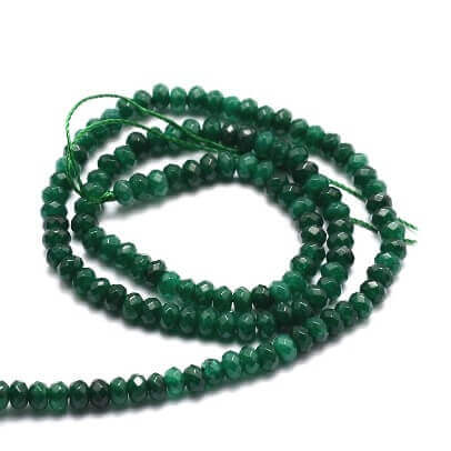 Natural Jade Dyed rondelle dark green rondelle 4X2.5mm hole: 1mm (1 strand)