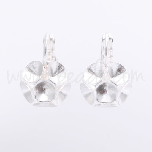 Cupped earring setting for 6 Swarovski 1088 SS29 silver plated (2)