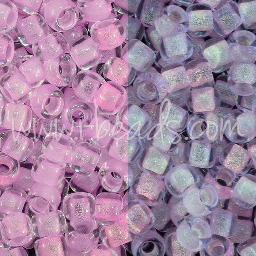 cc2724 - Toho beads 8/0 Glow in the dark dark pink/green pink (10g)