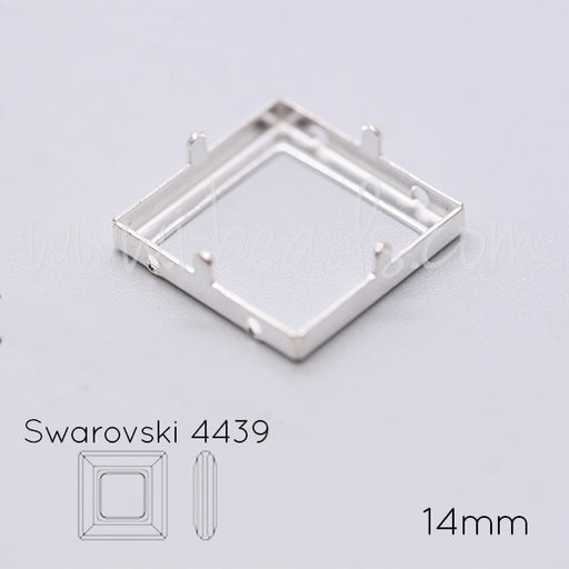 Buy Sew on setting for Swarovski 4439 cosmic square 14mm silver plated (1)