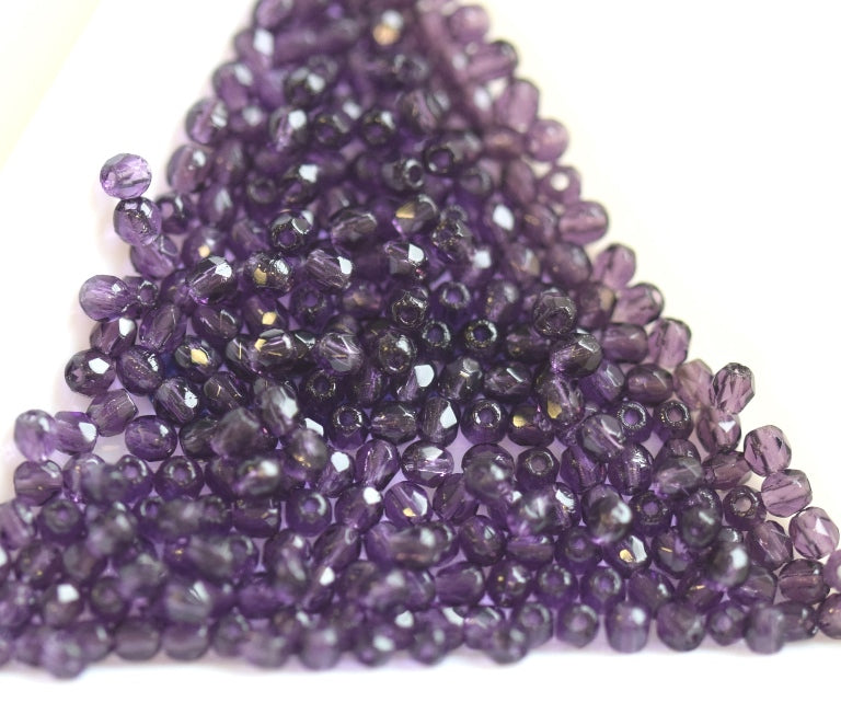 Czech fire-polished beads tanzanite 2mm (50)