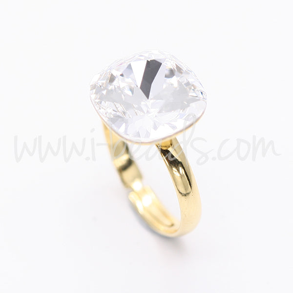 Adjustable ring cupped setting for Swarovski 4470 12mm gold plated (1)