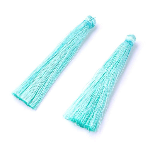 Nylon Tassel Pendants, Blue CYAN, 67mm x 6mm (1)