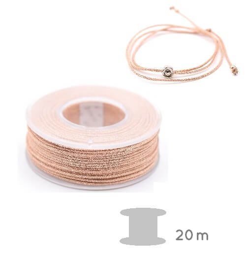 Polyester and Metal Thread - ROSE GOLD 1 mm -(sold per roll - 20m)