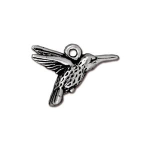 Buy Hummingbird charm metal antique silver plated 14mm (1)