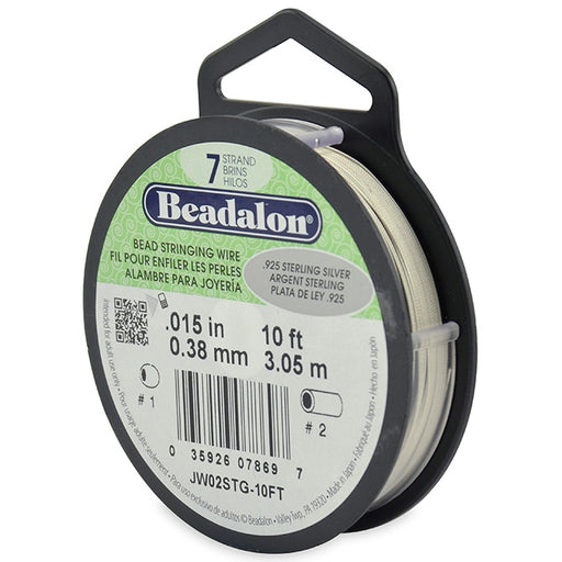 Buy Beadalon bead stringing wire 7 strands sterling silver 0.38mm, 3.05m (1)
