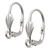 Buy Leverback ear wire with open ring and shell design sterling silver 17mm (2)