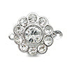 Crystal flower clasp metal silver plated 12mm (1)