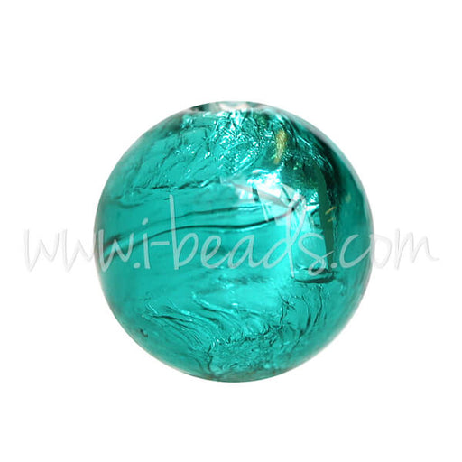 Buy Murano bead round emerald and silver 10mm (1)
