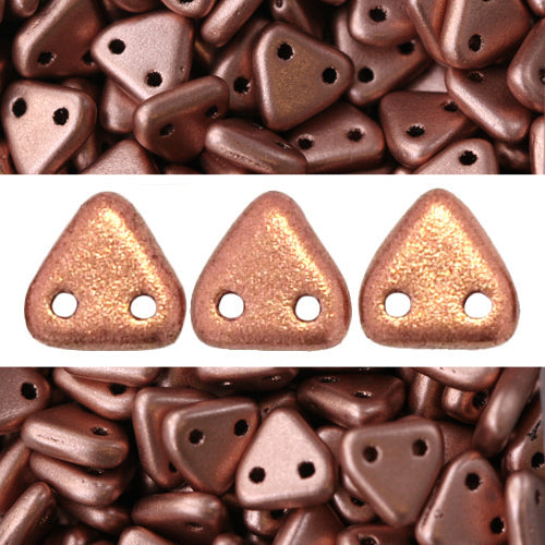 Buy 2 holes CzechMates triangle Matte Metallic Copper 6mm (10g)