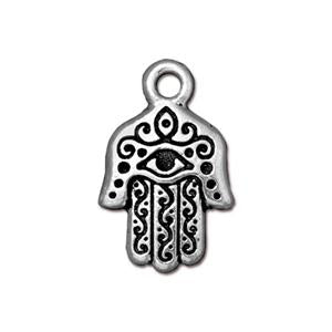 Buy Hamsa hand charm metal antique silver plated 21mm (1)
