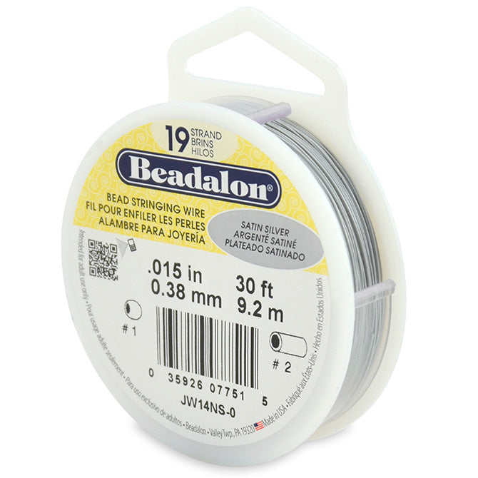 Beadalon bead stringing wire 19 strands satin silver 0.38mm, 9.2m (1)