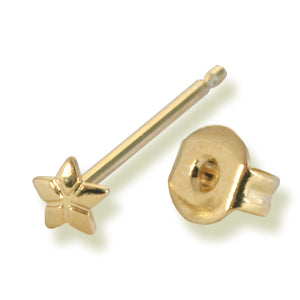 Bead stud earring flower setting metal gold plated (2)