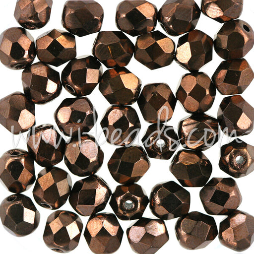 Buy Czech fire-polished beads dark bronze 6mm (50)