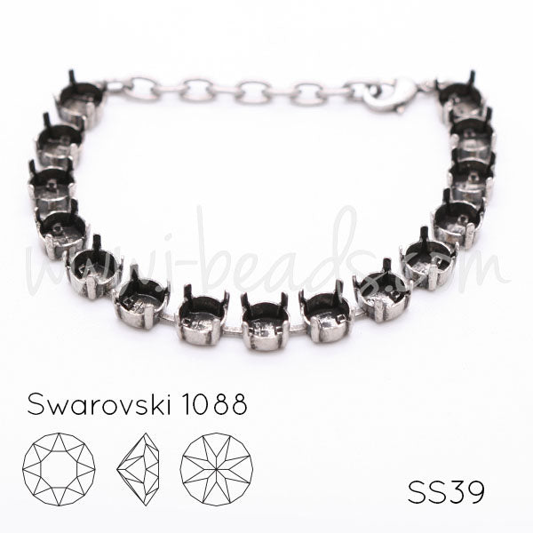 Bracelet setting for 15 Swarovski 1088 SS39 antique silver plated (1)