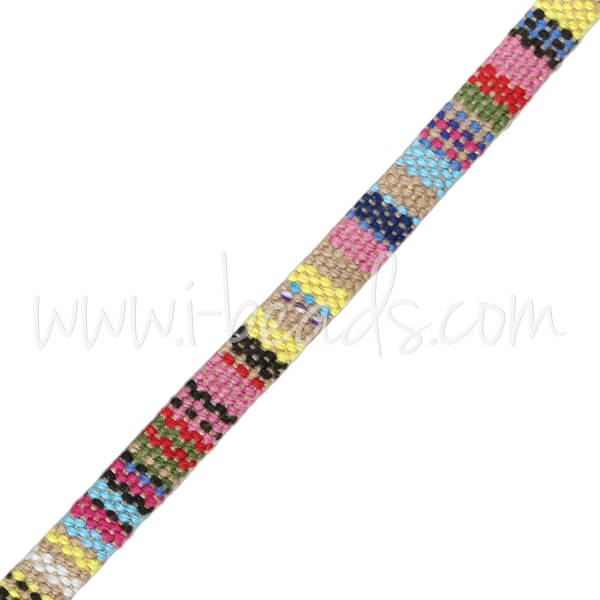 Flat cotton cord ethnic multi pastel 5mm (1m)