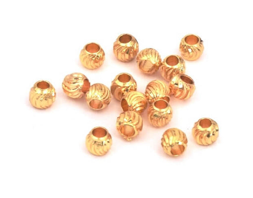 Heishi bead striated brass gold plated quality 4mm - Hole:1mm (10)
