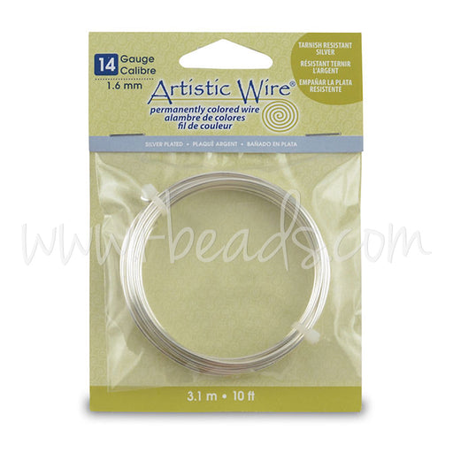 Buy Artistic Wire 14 Gauge Silver Plated Tarnish Resistant Silver 3m (1)