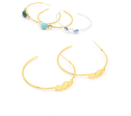 hoop earrings colour gold plated 40mm for SS20 and SS30 flatback cabochon setting -4,7 and 6 mm- (sold by 1 pair)