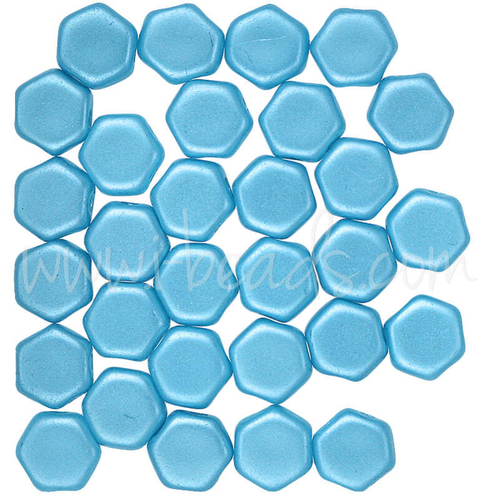 Honeycomb beads 6mm pastel aqua (30)