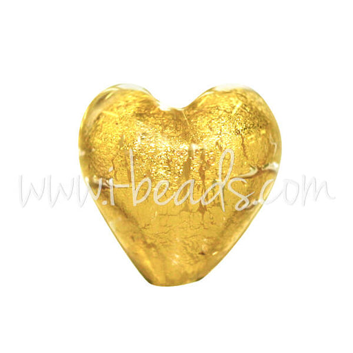 Buy Murano bead heart crystal and gold 10mm (1)