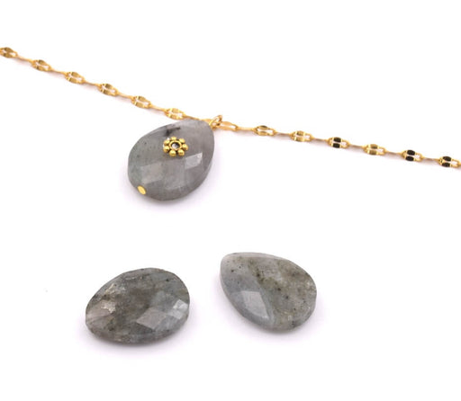 Buy Drop bead pendant Labradorite faceted 18x13mm, hole 1mm (1)