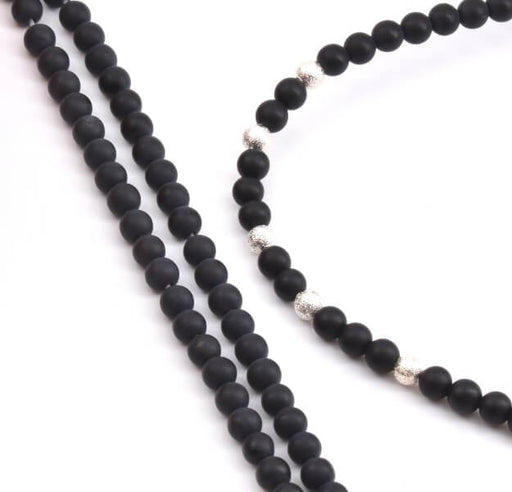 Buy Black Onyx Frosted round beads 4.5mm - 1 strand appx 92 beads 38 cm(1 strand)