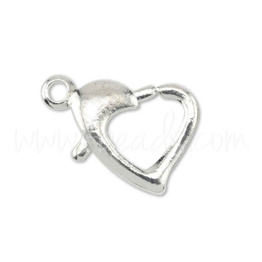 Lobster clasp heart shape metal silver plated 13mm (1)