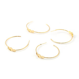 hoop earrings colour gold plated 40mm for SS20 and SS30 flatback cabochon setting -4,7 and 6 mm- (sold by 1 pair)