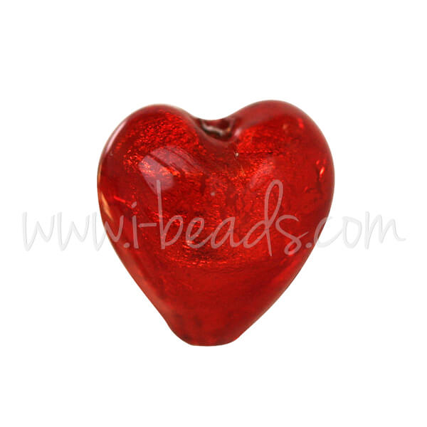 Murano bead heart red and gold 10mm (1)