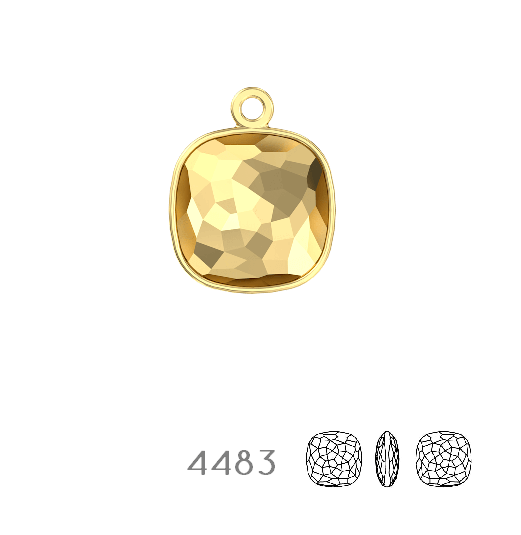 4483/J Swarovski Fantasy Cushion Fancy Stone Pendant setting Gold Plated - 8mm (1)