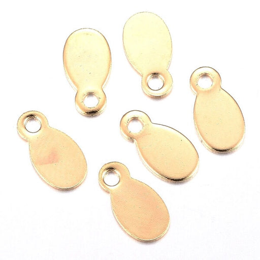 Buy Stainless Steel golden flat oval medal - for extender chain-10.5x5.5x0.5mm (2)
