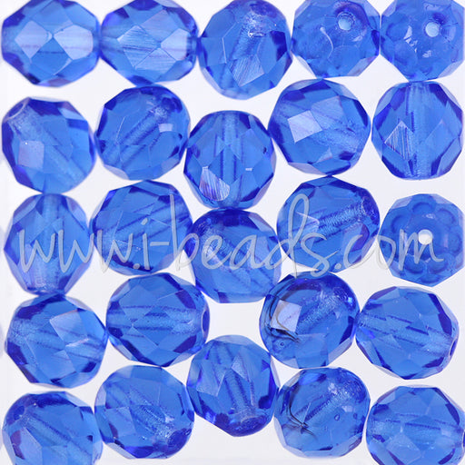 Buy Czech fire-polished beads sapphire 8mm (25)