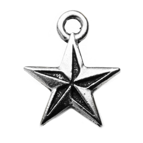 Nautical star charm metal antique silver plated 18mm (1)