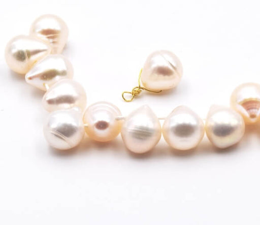 Buy Freshwater pearls head drilled PEAR shape white 8x7mm (2)