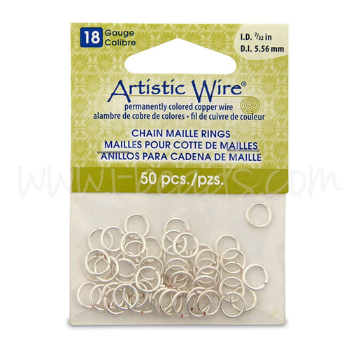 Buy Beadalon 50 artistic wire chain maille rings non tarnished silver plated 18ga 7/32&quot; 5.56mm (1)