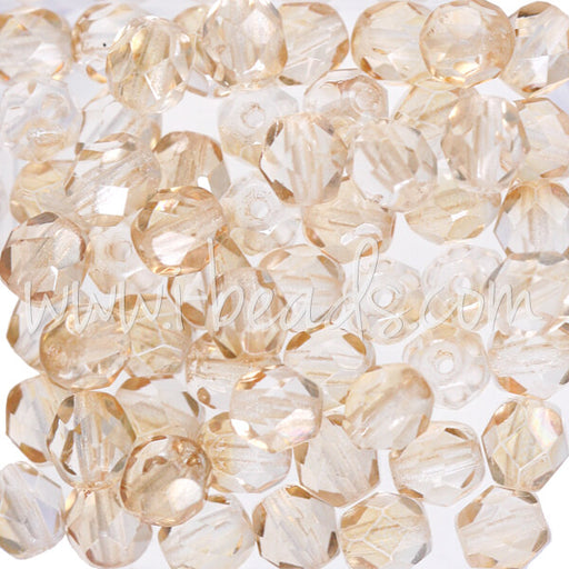 Buy Czech fire-polished beads luster transparent champagne 6mm (50)